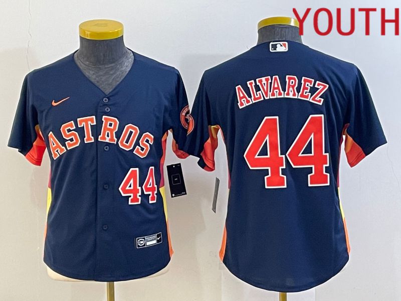 Youth Houston Astros #44 Alvarez Blue Game Nike 2022 MLB Jerseys